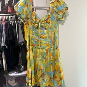Hello Molly Yellow and Blue Floral Maxi Dress